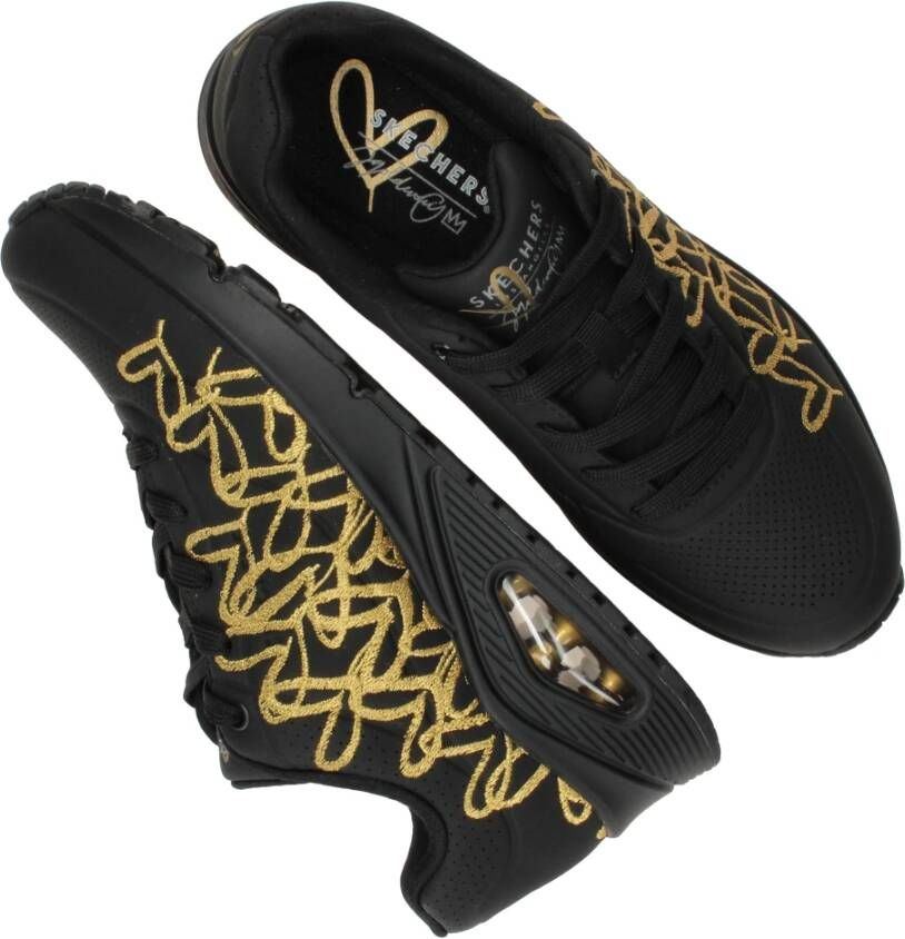 Skechers Gouden Hart Sneakers Black Dames