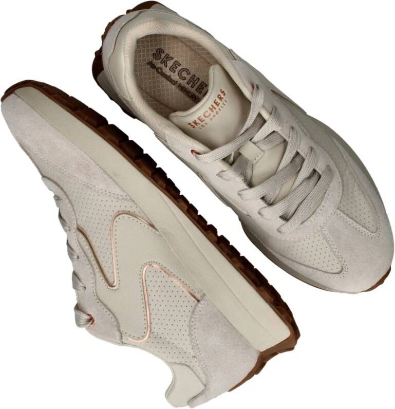 Skechers Beige Comfort Sneaker met Roségouden Details Beige Dames