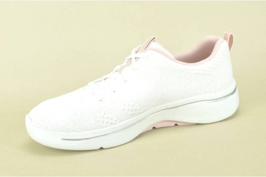 Skechers Witte en Roze Stoffen Sneakers Wit Dames