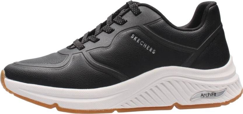 Skechers Sportieve Leren Sneaker met Arch Support Black Dames