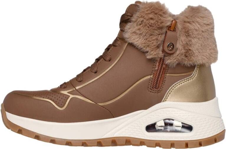 Skechers Sportieve winterlaars met glanzende afwerking Brown Dames