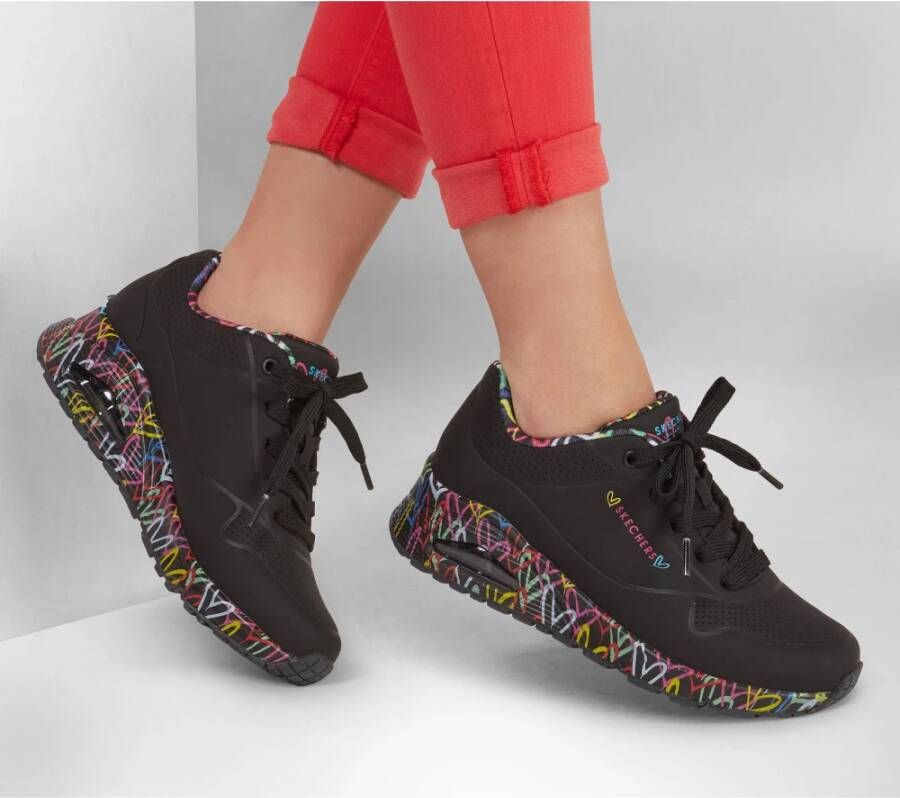 Skechers Sneakers met sleehak UNO-LOVING LOVE met coole graffiti-print vrijetijdsschoen lage schoen veterschoen - Foto 6