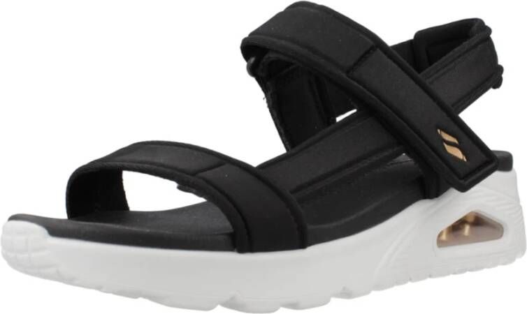 Skechers Stijlvolle Platte Sandalen voor Vrouwen Black Dames