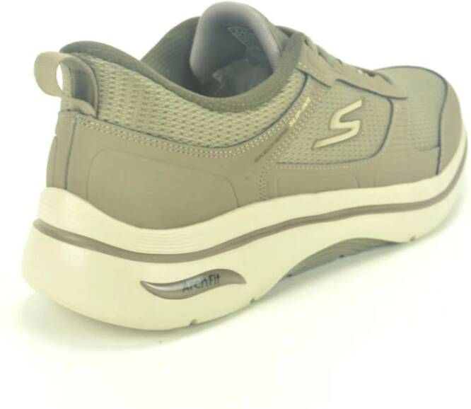 Skechers Taupe Lycra Slip-On Sneakers Beige Heren