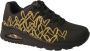 Skechers JGoldcrown Uno Golden Heart Sneakers Dames Zwart - Thumbnail 3