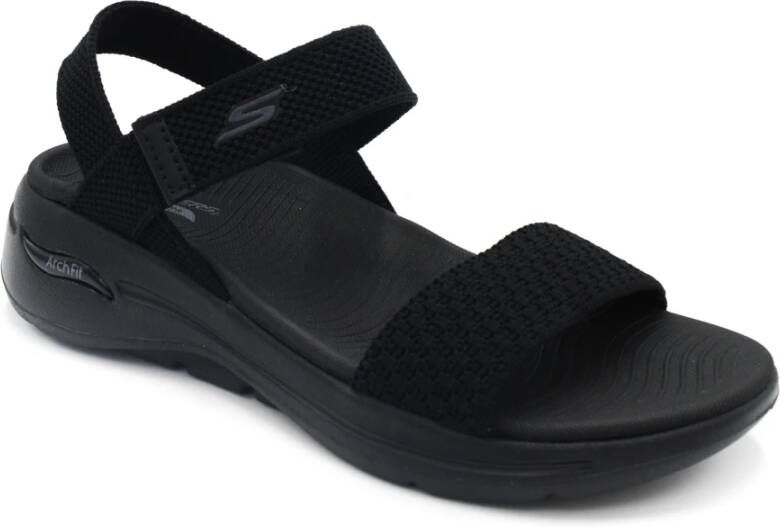 Skechers Zwarte Sandalen met Stoffen Voering Black Dames