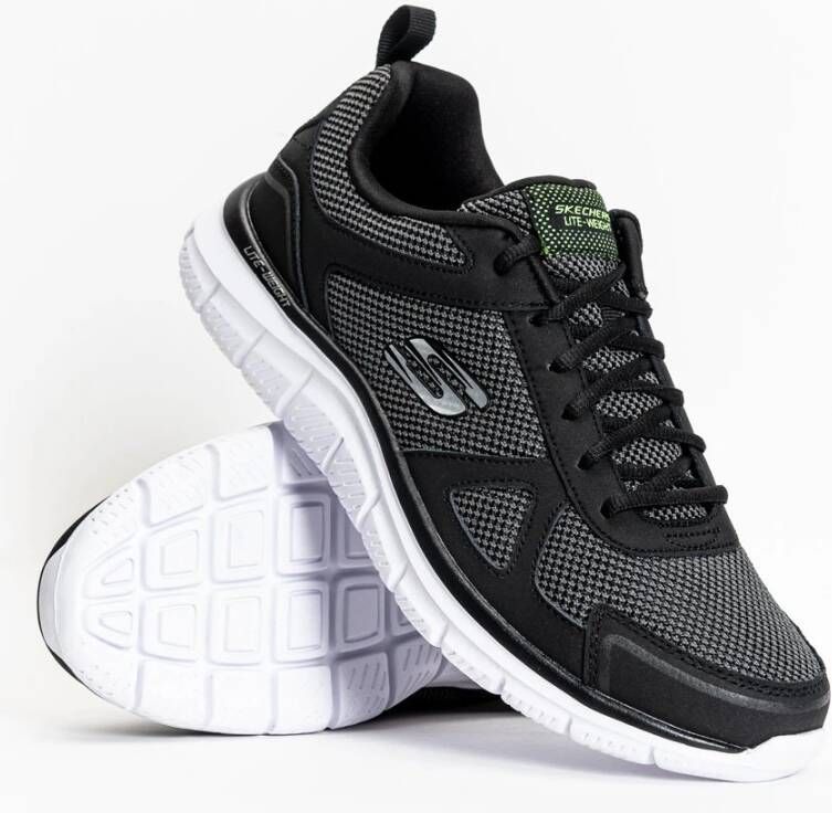 Skechers Zwart Wit Heren Track Schoenen Black Heren