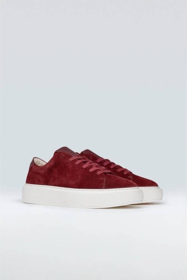 Sneaky Steve Moderne Suède Sneaker met Leren Details Red Unisex