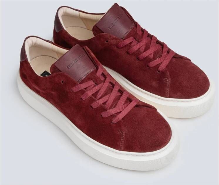 Sneaky Steve Moderne Suède Sneaker met Leren Details Red Unisex