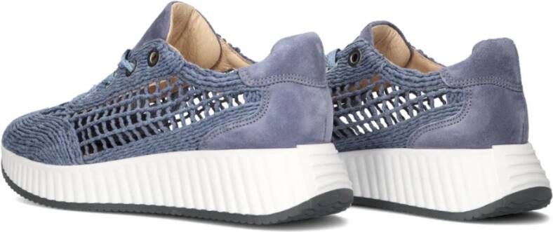 Softwaves Blauwe Sneakers met Geweven Textiel en Suède Blue Dames