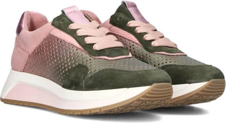 Softwaves Roze en Groene Leren Sneakers Multicolor Dames