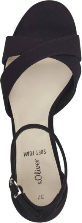 s.Oliver Elegante Zwarte Platte Sandalen Vrouwen Black Dames