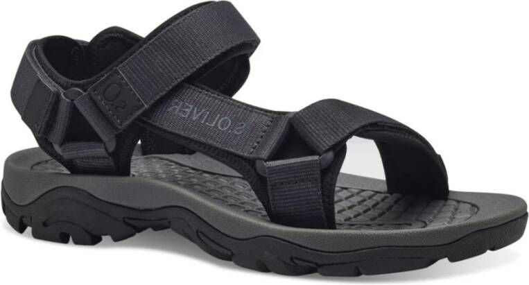 s.Oliver Zwarte Casual Open Platte Sandalen Black Heren