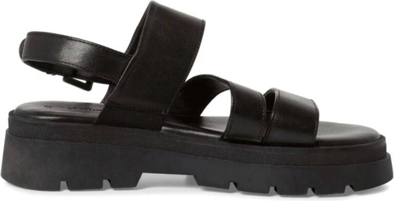 s.Oliver Zwarte Casual Platte Sandalen Vrouwen Black Dames