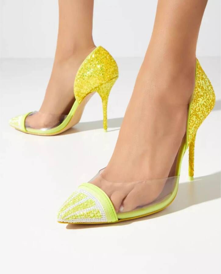 Sophia Webster Gele Limoen Kristal Stiletto Hakken Yellow Dames