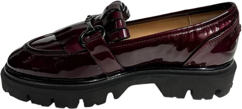 Status Bordeaux Patent Loafers met Franje Red Dames