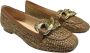 Status Leren en raffia ballerina schoenen Brown Dames - Thumbnail 2