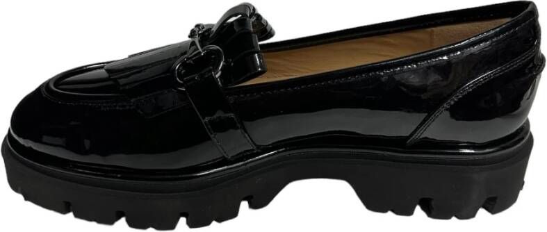 Status Zwarte Lakloafer met Gesp en Franje Black Dames