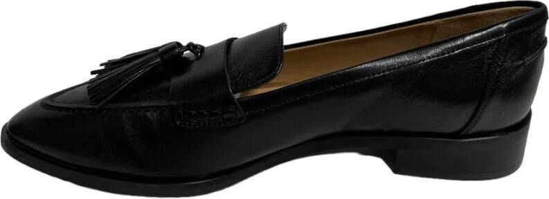 Status Zwarte leren mocassin met pompon Black Dames