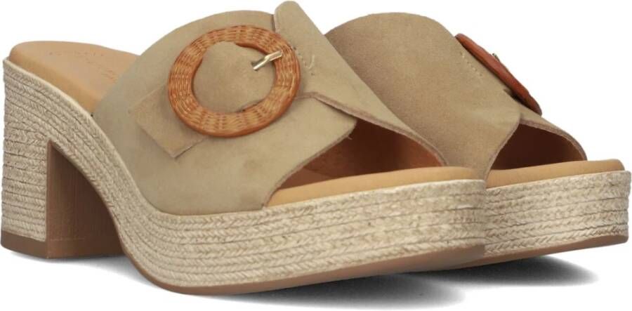 Stefano Lauran Beige Suède Slipper met Gesp Beige Dames