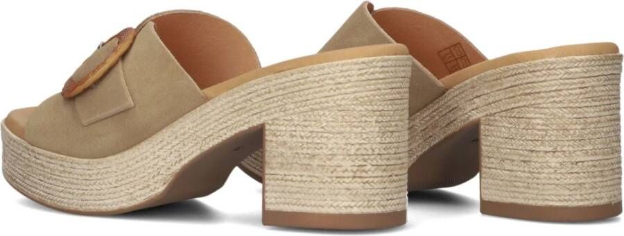 Stefano Lauran Beige Suède Slipper met Gesp Beige Dames