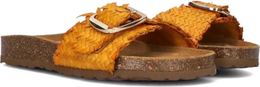 Stefano Lauran Bio Gevlochten 1 Band Slipper met Gesp Orange Dames