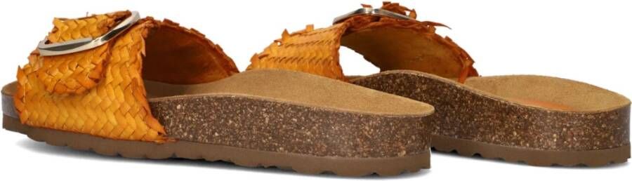 Stefano Lauran Bio Gevlochten 1 Band Slipper met Gesp Orange Dames