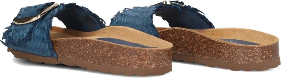 Stefano Lauran Blauwe Gevlochten Bio Slippers met Gesp Blue Dames