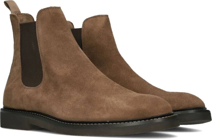 Stefano Lauran Heren Chelsea Boots in Cognac Suède Brown Heren