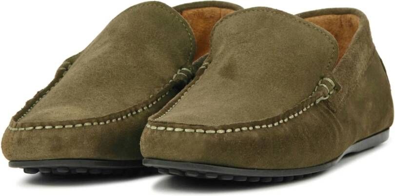 Stefano Lauran Khaki Suede Loafers Green Heren