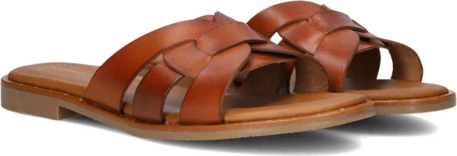 Stefano Lauran Leren Knoop Slipper Cognac Kleur Brown Dames