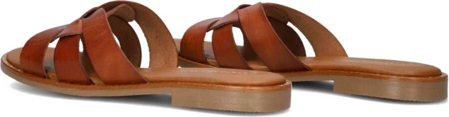 Stefano Lauran Leren Knoop Slipper Cognac Kleur Brown Dames