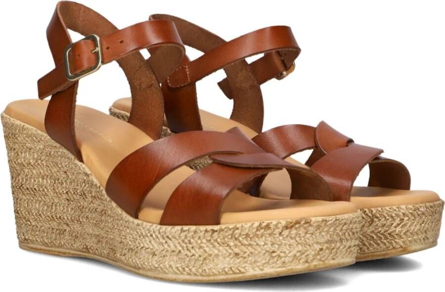 Stefano Lauran Leren Sandalen in Cognac Kleur Brown Dames