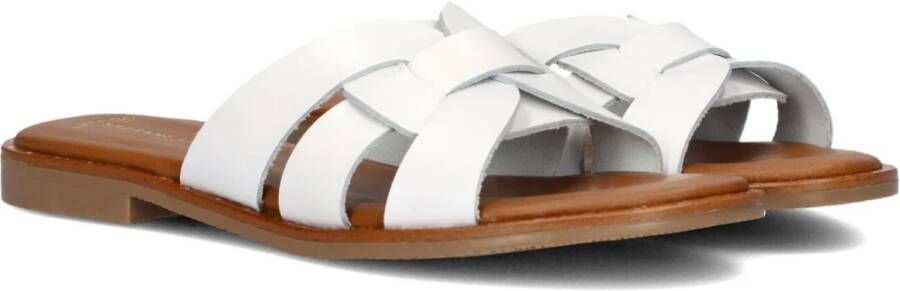 Stefano Lauran Witte Leren Knoop Slipper White Dames