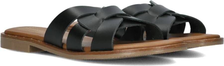 Stefano Lauran Zwarte Leren Knoop Slippers Black Dames