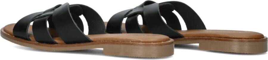 Stefano Lauran Zwarte Leren Knoop Slippers Black Dames