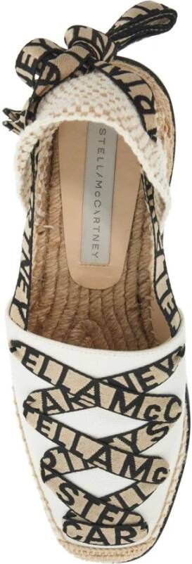 Stella Mccartney Gaia Wedge Espadrilles met Logoed Linten Beige Dames