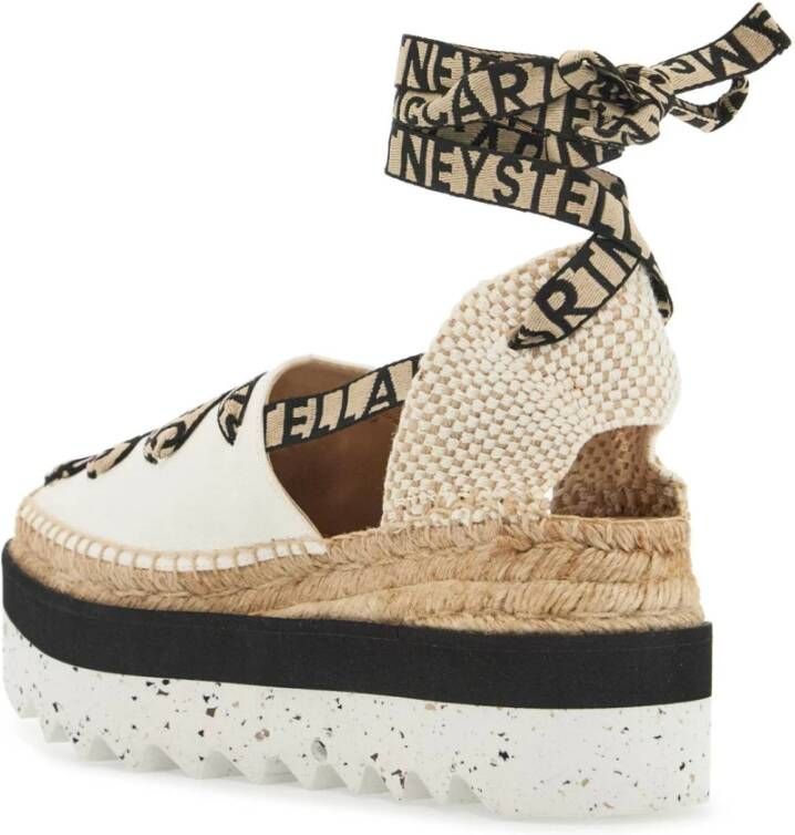 Stella Mccartney Gaia Wedge Espadrilles met Logoed Linten Beige Dames