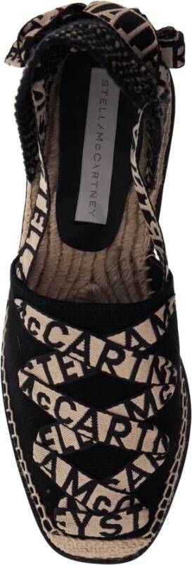 Stella Mccartney Gaia Wedge Espadrilles met Logoed Linten Beige Dames