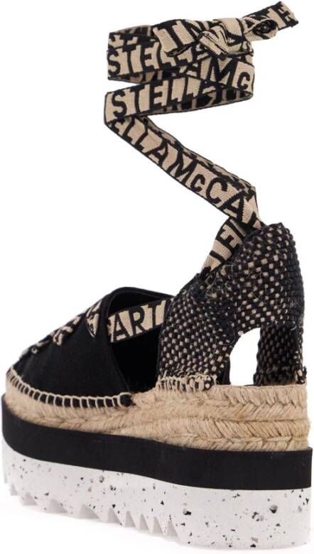 Stella Mccartney Gaia Wedge Espadrilles met Logoed Linten Beige Dames