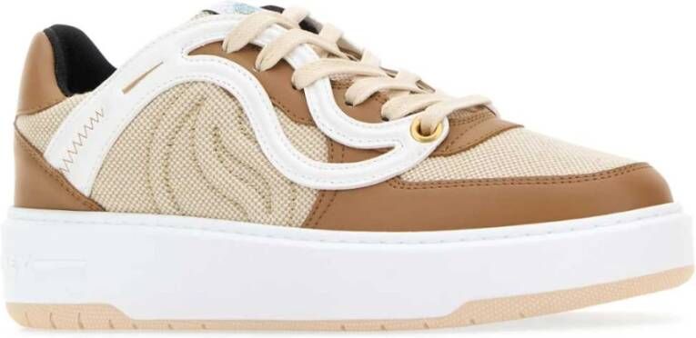 Stella Mccartney Tweekleurige canvas S-Wave sneakers Brown Dames