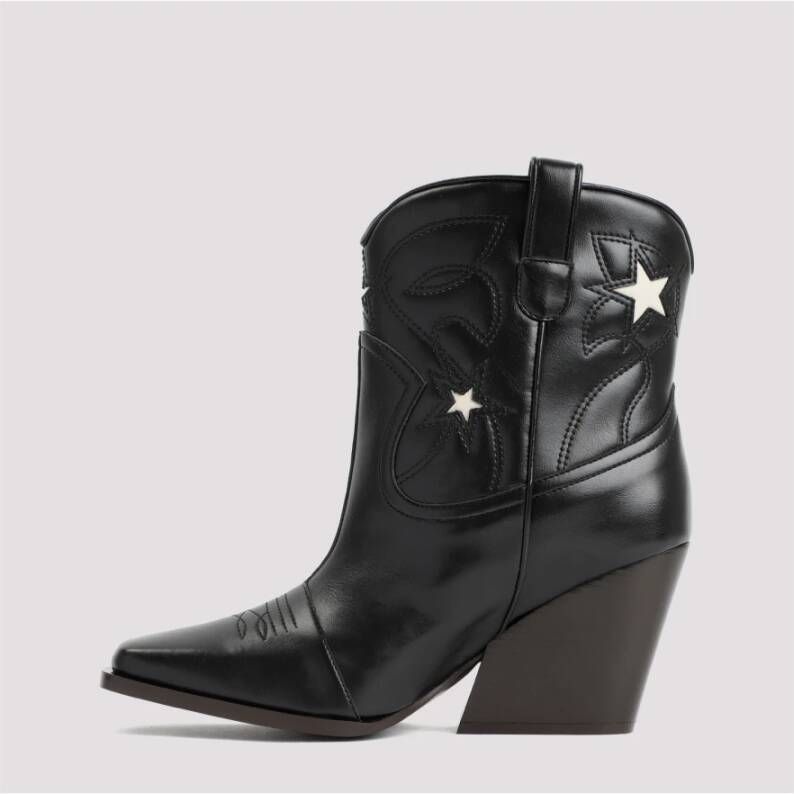 Stella Mccartney Zwarte Cowboy Enkellaarzen met Sterren Black Dames