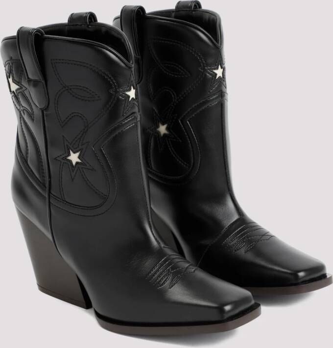 Stella Mccartney Zwarte Cowboy Enkellaarzen met Sterren Black Dames