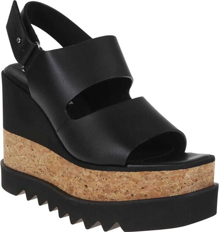 Stella Mccartney Zwarte Sandalen met Dubbele Band en Blokhak Black Dames