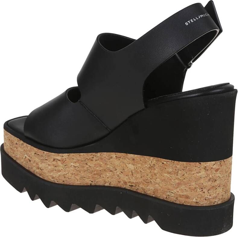 Stella Mccartney Zwarte Sandalen met Dubbele Band en Blokhak Black Dames