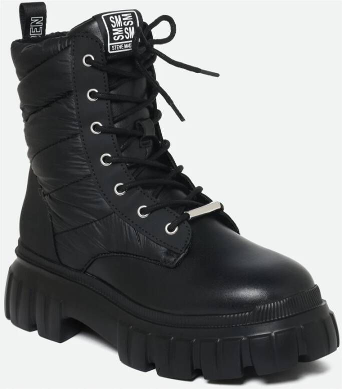 Steve Madden Combatlaarzen Zwart Gewatteerde Details Black Dames