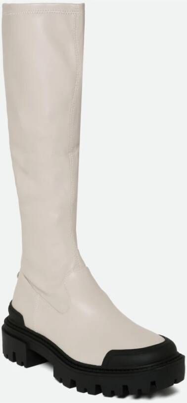 Steve Madden Ecopelle Elastische Laars in Panna White Dames