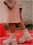 Steve Madden Chunky Sole Leren Laarzen Beige Dames - Thumbnail 11