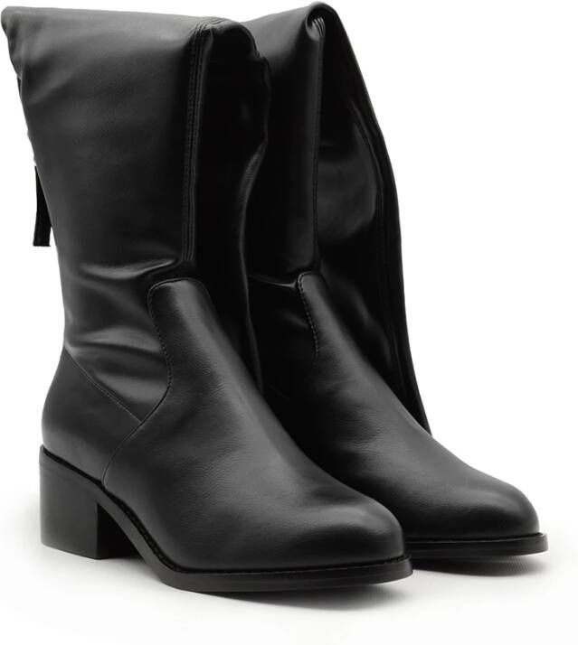 Steve Madden Kniehoge zwarte leren laarzen Black Dames