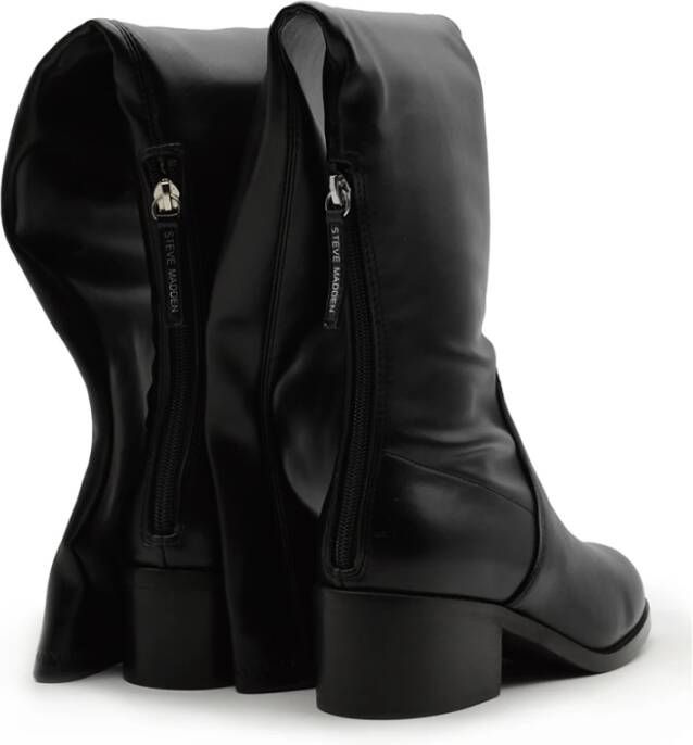 Steve Madden Kniehoge zwarte leren laarzen Black Dames